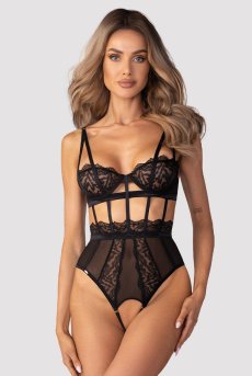 画像3: Hersis crotchess teddy | クロッチレステディ（ワイヤーあり・シースルー・ブラック）  | Obsessive 高級Sexyランジェリー【即日発送・サイズ交換NG・メール便対象】輸入下着・ランジェリー    (3)