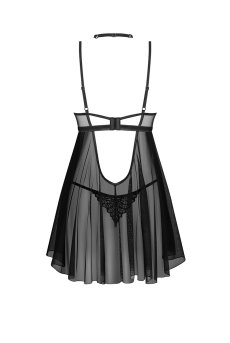 画像2: Donarella babydoll  |スリップドレス＆タンガ＆チョーカー（ワイヤーあり・レース・ブラック） | Obsessive 高級Sexyランジェリー【即日発送・サイズ交換NG・メール便対象】輸入下着・ランジェリー   (2)