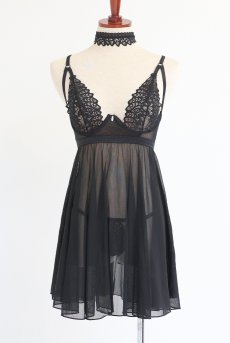 画像22: Donarella babydoll  |スリップドレス＆タンガ＆チョーカー（ワイヤーあり・レース・ブラック） | Obsessive 高級Sexyランジェリー【即日発送・サイズ交換NG・メール便対象】輸入下着・ランジェリー   (22)