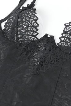 画像13: Donarella corset| ガーターベルト付きコルセット＆タンガ＆チョーカー3点セット（ワイヤーあり・レース・ブラック）   | 高級Sexyランジェリー Obsessive【即日発送・サイズ交換NG・メール便対象】輸入下着・ランジェリー   (13)