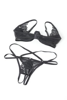 画像11: Donarella 3-pcs crotchless set｜ブラ＆クロッチレスタンガ＆チョーカー3点セット（ワイヤーあり・オープンバスト・レース・ダブルストラップ・ブラック） | Obsessive 高級Sexyランジェリー【即日発送・サイズ交換NG・メール便対象】輸入下着・ランジェリー   (11)