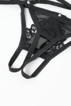 画像19: Donarella 3-pcs crotchless set｜ブラ＆クロッチレスタンガ＆チョーカー3点セット（ワイヤーあり・オープンバスト・レース・ダブルストラップ・ブラック） | Obsessive 高級Sexyランジェリー【即日発送・サイズ交換NG・メール便対象】輸入下着・ランジェリー   (19)