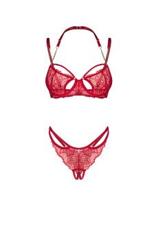 画像2: 【先行予約】5％OFF｜Matildea 2-pcs crotchless set｜ブラ＆クロッチレスタンガ2点セット（ワイヤーあり・オープンクロッチ・レッド） | Obsessive 高級Sexyランジェリー【サイズ交換NG・メール便対象】輸入下着・ランジェリー   (2)