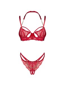 画像3: 【先行予約】5％OFF｜Matildea 2-pcs crotchless set｜ブラ＆クロッチレスタンガ2点セット（ワイヤーあり・オープンクロッチ・レッド） | Obsessive 高級Sexyランジェリー【サイズ交換NG・メール便対象】輸入下着・ランジェリー   (3)