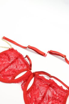 画像14: 【先行予約】5％OFF｜Matildea 2-pcs crotchless set｜ブラ＆クロッチレスタンガ2点セット（ワイヤーあり・オープンクロッチ・レッド） | Obsessive 高級Sexyランジェリー【サイズ交換NG・メール便対象】輸入下着・ランジェリー   (14)
