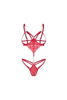 画像2: 【先行予約】5％OFF｜Matildea crotchless teddy | トップレステディ（ワイヤーあり・シースルー・オープンクロッチ・レッド）  | Obsessive 高級Sexyランジェリー【サイズ交換NG・メール便対象】輸入下着・ランジェリー    (2)