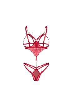 画像3: 【先行予約】5％OFF｜Matildea crotchless teddy | トップレステディ（ワイヤーあり・シースルー・オープンクロッチ・レッド）  | Obsessive 高級Sexyランジェリー【サイズ交換NG・メール便対象】輸入下着・ランジェリー    (3)