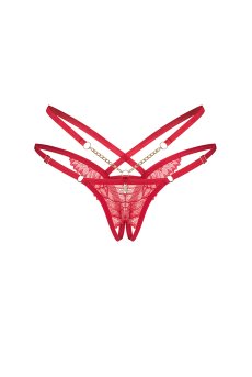 画像2: 【先行予約】5％OFF｜Matildea crotchless thong |クロッチレスタンガ（オープンクロッチ・シースルー・レッド） | Obsessive 高級Sexyランジェリー【サイズ交換NG・メール便対象】輸入下着・ランジェリー   (2)