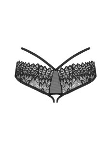 画像2: Donarella crotchless panties |クロッチレスショーツ(レース・デザインストラップ・ブラック) | Obsessive 高級Sexyランジェリー【即日発送・サイズ交換NG・メール便対象】輸入下着・ランジェリー   (2)