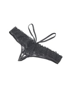 画像10: Donarella crotchless panties |クロッチレスショーツ(レース・デザインストラップ・ブラック) | Obsessive 高級Sexyランジェリー【即日発送・サイズ交換NG・メール便対象】輸入下着・ランジェリー   (10)