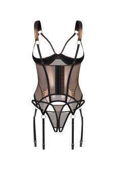 画像3: 先行予約 5％OFF｜Soranna corset & crotchless thong| ガーターベルト付きコルセット＆クロッチレスタンガ2点セット（ワイヤーあり・シースルー・ゴールド）   | 高級Sexyランジェリー Obsessive【サイズ交換NG・メール便対象】輸入下着・ランジェリー   (3)