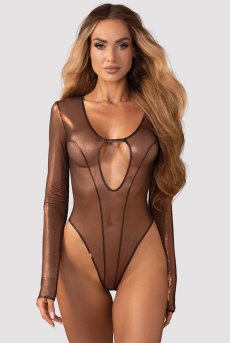 画像4: 先行予約 5％OFF｜Soranna long-sleeved teddy | テディ・ボディスーツ（ワイヤーなし・シースルー・ゴールド）  | Obsessive 高級Sexyランジェリー【サイズ交換NG・メール便対象】輸入下着・ランジェリー    (4)
