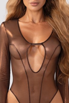 画像6: 先行予約 5％OFF｜Soranna long-sleeved teddy | テディ・ボディスーツ（ワイヤーなし・シースルー・ゴールド）  | Obsessive 高級Sexyランジェリー【サイズ交換NG・メール便対象】輸入下着・ランジェリー    (6)