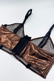 画像14: 先行予約 5％OFF｜Soranna top & crotchless thong｜ブラ＆クロッチレスタンガ2点セット（ワイヤーあり・オープンクロッチ・ブロンズゴールド） | Obsessive 高級Sexyランジェリー【サイズ交換NG・メール便対象】輸入下着・ランジェリー   (14)