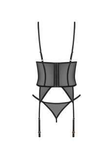 画像2: Euridia corset| ガーターベルト付きコルセット＆タンガ2点セット（ワイヤーあり・ブラック）   | 高級Sexyランジェリー Obsessive【即日発送・サイズ交換NG・メール便対象】輸入下着・ランジェリー   (2)