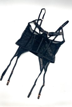 画像10: Euridia corset| ガーターベルト付きコルセット＆タンガ2点セット（ワイヤーあり・ブラック）   | 高級Sexyランジェリー Obsessive【即日発送・サイズ交換NG・メール便対象】輸入下着・ランジェリー   (10)