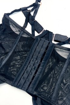 画像15: Euridia corset| ガーターベルト付きコルセット＆タンガ2点セット（ワイヤーあり・ブラック）   | 高級Sexyランジェリー Obsessive【即日発送・サイズ交換NG・メール便対象】輸入下着・ランジェリー   (15)