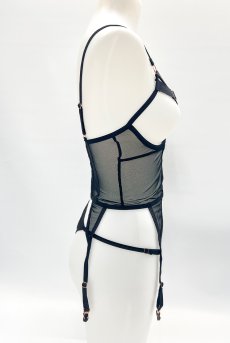 画像23: Euridia corset| ガーターベルト付きコルセット＆タンガ2点セット（ワイヤーあり・ブラック）   | 高級Sexyランジェリー Obsessive【即日発送・サイズ交換NG・メール便対象】輸入下着・ランジェリー   (23)