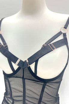 画像24: Euridia corset| ガーターベルト付きコルセット＆タンガ2点セット（ワイヤーあり・ブラック）   | 高級Sexyランジェリー Obsessive【即日発送・サイズ交換NG・メール便対象】輸入下着・ランジェリー   (24)