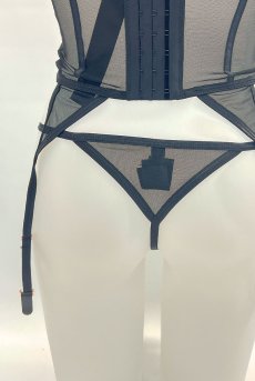 画像28: Euridia corset| ガーターベルト付きコルセット＆タンガ2点セット（ワイヤーあり・ブラック）   | 高級Sexyランジェリー Obsessive【即日発送・サイズ交換NG・メール便対象】輸入下着・ランジェリー   (28)
