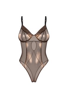 画像2: 先行予約 5％OFF｜Soranna crotchless teddy | テディ（ワイヤーあり・シースルー・オープンクロッチ・ゴールド）  | Obsessive 高級Sexyランジェリー【サイズ交換NG・メール便対象】輸入下着・ランジェリー    (2)