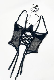 画像13: Dominna corset| ガーターベルト付きコルセット＆クロッチレスタンガ2点セット（ワイヤーあり・ボンテージ・フェイクレザー・ブラック）   | 高級Sexyランジェリー Obsessive【即日発送・サイズ交換NG・メール便対象】輸入下着・ランジェリー   (13)