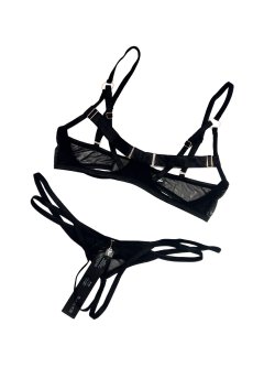 画像10: Euridia 2-pcs crotchless set｜ブラ＆クロッチレスタンガ2点セット（ワイヤーあり・ブラック） | Obsessive 高級Sexyランジェリー【即日発送・サイズ交換NG・メール便対象】輸入下着・ランジェリー   (10)