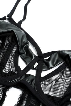 画像11: Dominna chemise  ｜ブラ付きスリップ＆Tバックショーツ（ワイヤー入り・ボンテージ・フェイクレザー・黒・ベビードール） | Obsessive 高級Sexyランジェリー【即日発送・サイズ交換NG・メール便対象】輸入下着・ランジェリー   (11)