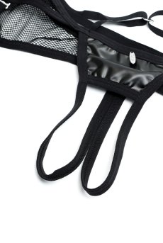 画像10: Dominna crotchless thong ｜ガーター付きクロッチレスTバックショーツ （オープンクロッチ・ボンテージ・フェイクレザー・穴あき・黒） | Obsessive 高級Sexyランジェリー【サイズ交換NG・メール便対象】輸入下着・ランジェリー   (10)