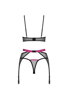 画像2: Novenes 3-pcs set｜ブラ＆ガーターベルト＆タンガ3点セット（ワイヤーあり・シースルー・ブラック） | Obsessive 高級Sexyランジェリー【即日発送・サイズ交換NG・メール便対象】輸入下着・ランジェリー   (2)