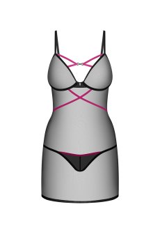 画像1: Novenes chemise  |スリップドレス＆タンガ（ワイヤーあり・シースルー・ブラック） | Obsessive 高級Sexyランジェリー【即日発送・サイズ交換NG・メール便対象】輸入下着・ランジェリー   (1)