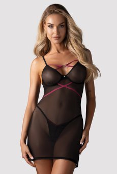 画像3: Novenes chemise  |スリップドレス＆タンガ（ワイヤーあり・シースルー・ブラック） | Obsessive 高級Sexyランジェリー【即日発送・サイズ交換NG・メール便対象】輸入下着・ランジェリー   (3)