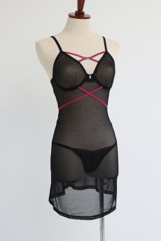 画像19: Novenes chemise  |スリップドレス＆タンガ（ワイヤーあり・シースルー・ブラック） | Obsessive 高級Sexyランジェリー【即日発送・サイズ交換NG・メール便対象】輸入下着・ランジェリー   (19)