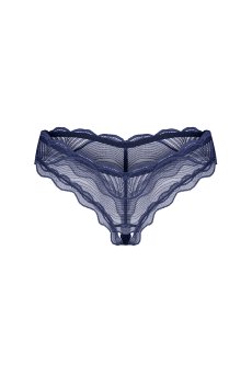 画像1: 【先行予約】5％OFF｜Nightly Blue crotchless thong |クロッチレスタンガ（オープンクロッチ・シースルー・ネイビー） | Obsessive 高級Sexyランジェリー【サイズ交換NG・メール便対象】輸入下着・ランジェリー   (1)