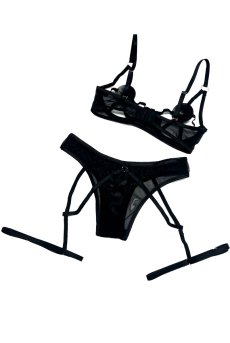 画像11: Euridia 2-pcs set｜ブラ＆パンティ2点セット（ワイヤーあり・ブラック） | Obsessive 高級Sexyランジェリー【即日発送・サイズ交換NG・メール便対象】輸入下着・ランジェリー   (11)