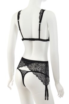 画像12: 在庫限り｜XLサイズ｜Firella 3 pcs set | 一枚レースブラ＆ガーターベルト＆タンガ3点セット・ノンパテッドブラ・Tバック・ブラック   | 高級Sexyランジェリー Obsessive【即日発送・サイズ交換NG・メール便対象】輸入下着・ランジェリー  （再入荷なし） (12)