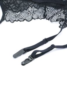 画像22: Deina More 3-pcs set｜ブラ＆タンガ＆ガータベルト3点セット（ワイヤーあり・シースルー・ブラック） | Obsessive 高級Sexyランジェリー【即日発送・サイズ交換NG・メール便対象】輸入下着・ランジェリー   (22)