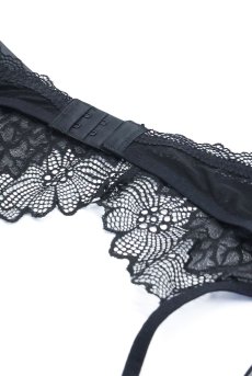 画像23: Deina More 3-pcs set｜ブラ＆タンガ＆ガータベルト3点セット（ワイヤーあり・シースルー・ブラック） | Obsessive 高級Sexyランジェリー【即日発送・サイズ交換NG・メール便対象】輸入下着・ランジェリー   (23)