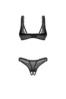 画像3: Deina More 2-pcs crotchless set｜トップレスブラ＆クロッチレスタンガ2点セット（ワイヤーあり・オープンクロッチ・ブラック） | Obsessive 高級Sexyランジェリー【即日発送・サイズ交換NG・メール便対象】輸入下着・ランジェリー   (3)
