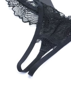 画像21: Deina More 2-pcs crotchless set｜トップレスブラ＆クロッチレスタンガ2点セット（ワイヤーあり・オープンクロッチ・ブラック） | Obsessive 高級Sexyランジェリー【即日発送・サイズ交換NG・メール便対象】輸入下着・ランジェリー   (21)