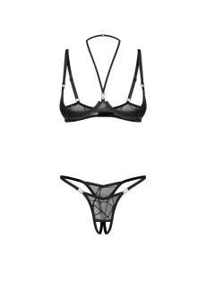 画像1: 【先行予約】5％OFF｜Olianna 2-pcs crotchless set｜ブラ＆クロッチレスタンガ2点セット（ワイヤーあり・オープンクロッチ・ブラック） | Obsessive 高級Sexyランジェリー【サイズ交換NG・メール便対象】輸入下着・ランジェリー   (1)