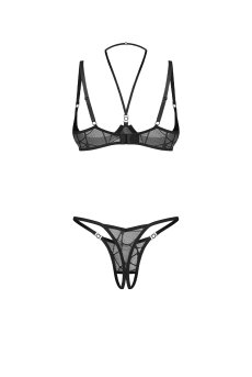 画像2: 【先行予約】5％OFF｜Olianna 2-pcs crotchless set｜ブラ＆クロッチレスタンガ2点セット（ワイヤーあり・オープンクロッチ・ブラック） | Obsessive 高級Sexyランジェリー【サイズ交換NG・メール便対象】輸入下着・ランジェリー   (2)