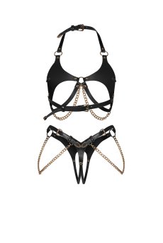 画像3: 先行予約 5％OFF｜Anyya Black 2-pcs crotchless set｜ブラ＆クロッチレスタンガ2点セット（ワイヤーなし・ボンテージ・オープンクロッチ・ブラック） | Obsessive 高級Sexyランジェリー【サイズ交換NG】輸入下着・ランジェリー   (3)