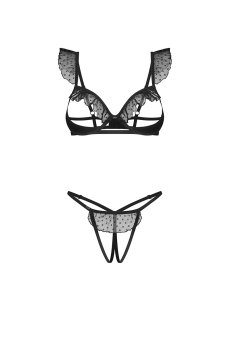 画像2: 【先行予約】5％OFF｜Carrola 2-pcs crotchless set｜トップレスブラ＆クロッチレスタンガ2点セット（ワイヤーあり・オープンクロッチ・ブラック） | Obsessive 高級Sexyランジェリー【サイズ交換NG・メール便対象】輸入下着・ランジェリー   (2)