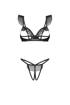 画像3: 【先行予約】5％OFF｜Carrola 2-pcs crotchless set｜トップレスブラ＆クロッチレスタンガ2点セット（ワイヤーあり・オープンクロッチ・ブラック） | Obsessive 高級Sexyランジェリー【サイズ交換NG・メール便対象】輸入下着・ランジェリー   (3)
