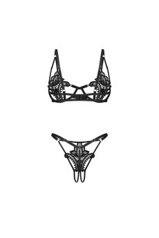 画像3: 先行予約 5％OFF｜Luise Sublim 2-pcs  set｜ブラ＆クロッチレスタンガ2点セット（ワイヤーあり・オープンクロッチ・ブラック） | Obsessive 高級Sexyランジェリー【サイズ交換NG・メール便対象】輸入下着・ランジェリー   (3)