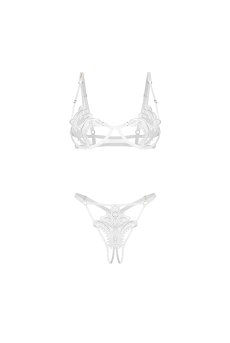 画像3: 先行予約 5％OFF｜Luise Sublim 2-pcs  set｜ブラ＆クロッチレスタンガ2点セット（ワイヤーあり・オープンクロッチ・ホワイト） | Obsessive 高級Sexyランジェリー【サイズ交換NG・メール便対象】輸入下着・ランジェリー   (3)