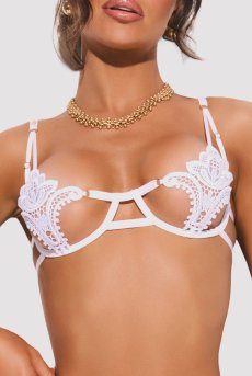 画像7: 先行予約 5％OFF｜Luise Sublim 2-pcs  set｜ブラ＆クロッチレスタンガ2点セット（ワイヤーあり・オープンクロッチ・ホワイト） | Obsessive 高級Sexyランジェリー【サイズ交換NG・メール便対象】輸入下着・ランジェリー   (7)