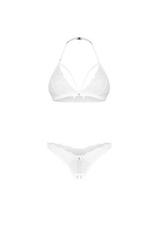 画像6: 先行予約 5％OFF｜Weddya 3-pcs set｜ショーツ２種付き！ブラ＆オープンクロッチタンガ＆Tバックショーツ３点セット（ワイヤーなし・ホルターネック・シースルー・ホワイト） | Obsessive 高級Sexyランジェリー【サイズ交換NG・メール便対象】輸入下着・ランジェリー   (6)