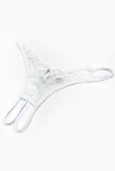 画像15: Weddya 3-pcs set｜ショーツ２種付き！ブラ＆オープンクロッチタンガ＆Tバックショーツ３点セット（ワイヤーなし・ホルターネック・シースルー・ホワイト） | Obsessive 高級Sexyランジェリー【即日発送・サイズ交換NG・メール便対象】輸入下着・ランジェリー   (15)